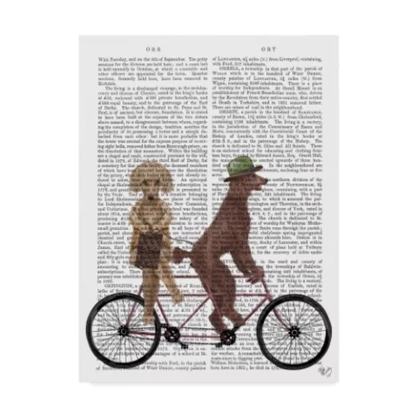 Fab Funky 'Poodle Tandem Text' Canvas Art, 14x19, Trademark Fine Art, Mfr#: WAG00101-C1419GG